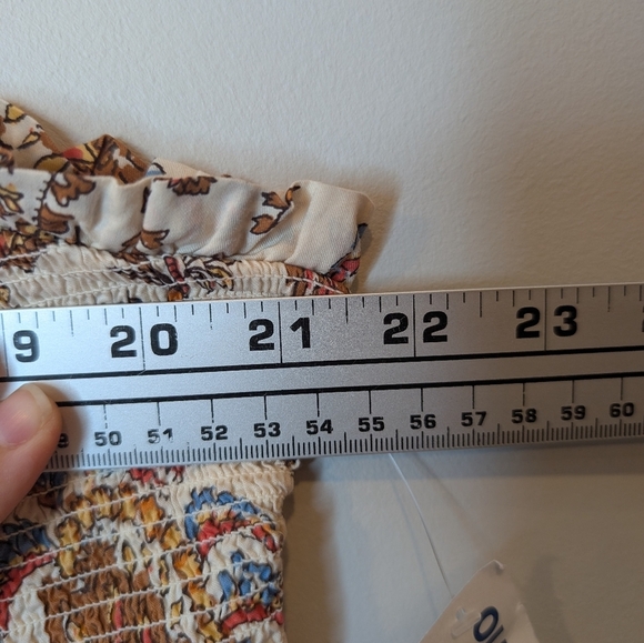 NWT White Tan Floral Sleeveless Smocked Babydoll Tank Top Women's XXL Cotton - Picture 10 of 10